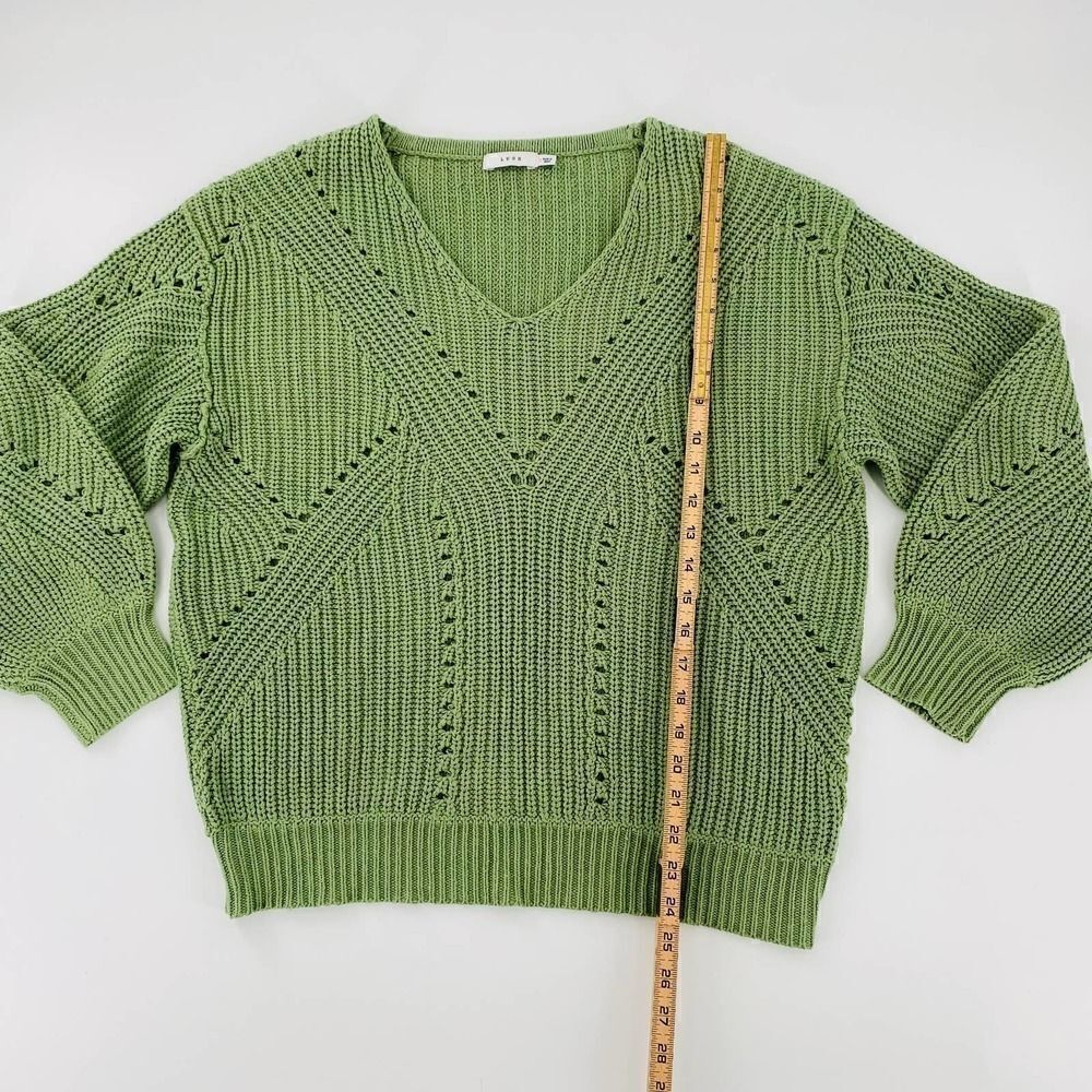 LUSH Open Stitch V-Neck Oversized Sweater In Pistachio Size Small - Picture 9 of 11